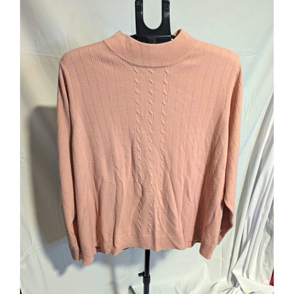 Blair Women's Pink Knit Mock Neck Long Sleeve Pullover Sweater Ribbed 3XL Plus